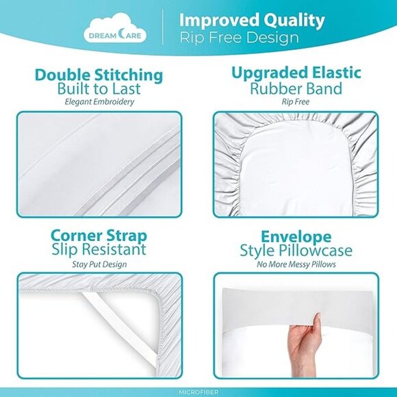 DREAMCARE Queen Sheet Set – 4 pcs Cooling Sheets – up to 15” Deep Queen … - Picture 3 of 10